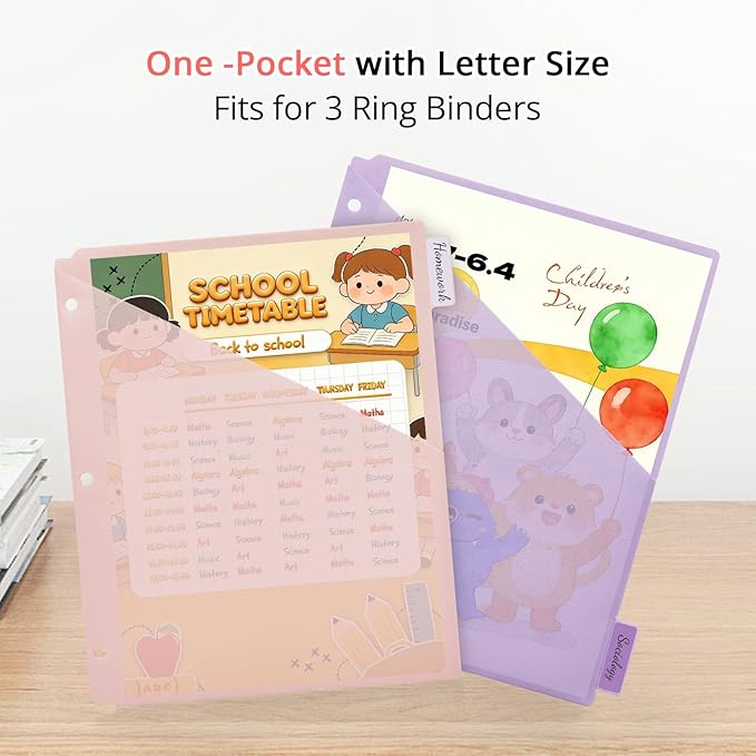Bundle 10 Packs 6-Tab Letter Size Dividers for 3 Ring Binder, 60 Counts Wheat Straw Binder Dividers with One Pocket, 6 Pastel Colors, Perfect for School, Office Supplies (10)
