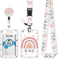 ID Badge Holder with Breakaway Lanyard, Lanyards for ID Badges Name Tags ID Card Holder, Cute Badge Reel Badge Clip Retractable, Teacher Nurse Student School Office Gifts, Positivity Design