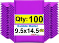 iMBAPrice 9.5x14.5 Inches Purple Color Polybubble Bag, 100-Pack Large Size #4 Self Seal Poly Bubble Mailers Padded Packing Envelopes (Total 100 Bags)