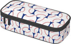 Baseball Blue White Ball Pencil Case Big Capacity Storage Pencil Pouch Stationery Bags With Zipper Portable Pen Holder Box Organizer For Boys Girls Teens Student College School Office Supplies