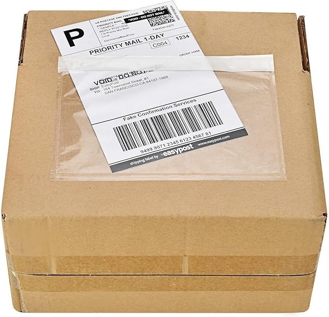 9527 Product 6" x 9" Clear Adhesive Top Loading Packing List Clear Shipping Pouches, Mailing/Shipping Label Envelopes (200 Pack)