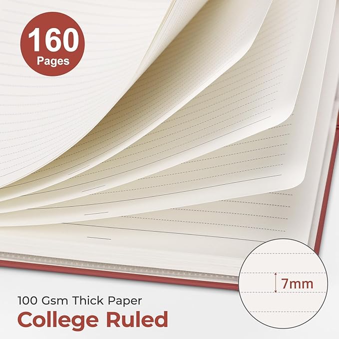 AHGXG Spiral Journal Notebook, 160 Lined Pages, A5 Medium Size (5.7'' x 8.3''), for Men & Women, Journaling, Writing, Work & Office, Hardcover, 100 GSM Thick Paper (Wine Red)