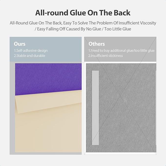 Amantech 12 Pack Acoustic Panels Self Adhesive Sound Proof Foam, High Density Sound Acoustic Panel, 12X12X0.4 Inch Square Panels in Home, Office, Reccording Room, Studio,and more(Violet)