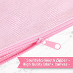 Reginary 80 Pack Canvas Zipper Makeup Bags Bulk Pencil Pouches Blank DIY Craft Canvas Cosmetic Bag Pouch with Zipper for Makeup Cosmetic Toiletry Stationary Storage(All Pink)