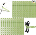 Donruby 24Pcs Silicone Cable Ties - Reusable & Washable with Locking Buckles, Adjustable Fastening Cable Management Straps, Multi-Purpose High Elasticity Cord Organizer (Matcha Green)