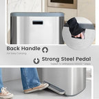 JM ·YIPENG Dual Trash Can Stainless Steel Recycle Bins for Kitchen, 16 Gallon Dual Compartment Recycling Trash Can with Soft-Close Lid and Removable Liner Buckets for Kitchen, Living Room, Sliver