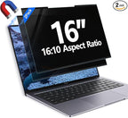 GUDTEKE 2Pack Magnetic 16 Inch Laptop Privacy Screen 16:10 Aspect Ratio, Removable Anti-Blue/Glare Protector Film, Anti Spy Desktop Security Private Filter 16in