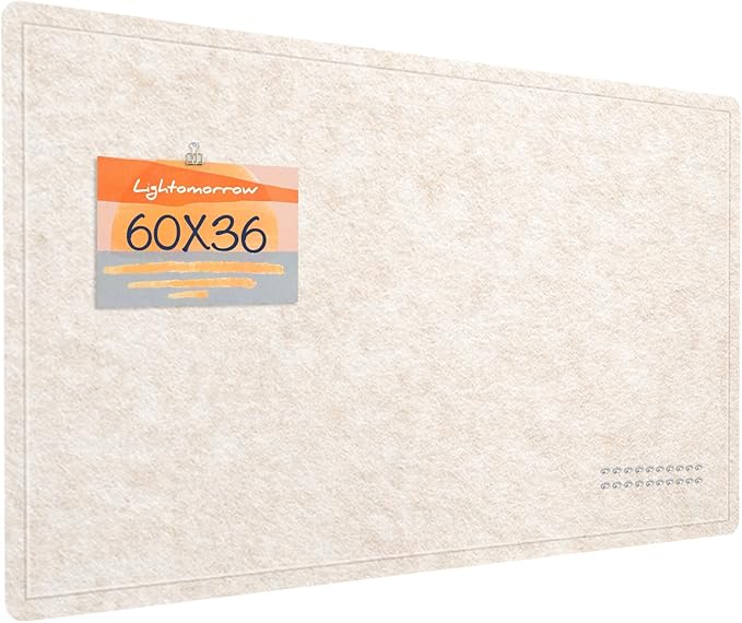 Lightomorrow Large Bulletin Board - 60 x 36 Inches, Decorative Felt Pin Board for Wall - 5' x 3' Foldable Photo Display Board with Self-Adhesive Tape, Includes 20 Push Pins -Oatmeal