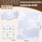 TaoBary 160 Pcs Stationery Paper Set 50 Double Sided Stationery Papers with 50 Matching Envelopes and 60 Round Dot Sticker, 10 Design(Natural Scenery,8.5 x 11 Inch)
