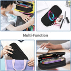 Pazacon Cute Initial Pencil Case for Kids Students, Large Capacity Pencil Pouch for Boys Girls, Letter Design Pencil Box Pen Bag Office Stationery Organizer, Rainbow Letter Q