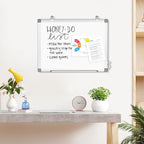 AMUSIGHT Dry Erase Board White Board, 16'' x 12'' Double-Sided Magnetic Whiteboard for Wall, Hanging Mounted Whiteboard Silver Aluminium Frame for Home, School, Office, Kitchen