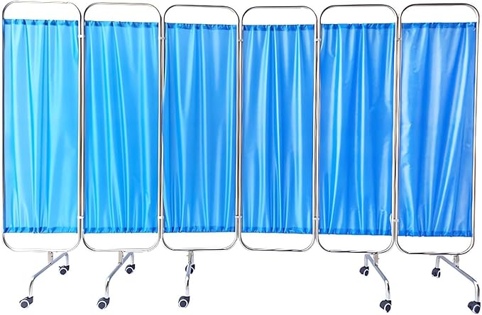 Portable Medical Privacy Screen, Medical Privacy Screen on Wheels, Rolling Medical Room Divider for Hospitals Clinics Bedrooms Beauty Salon (Blue, 6 Panel)