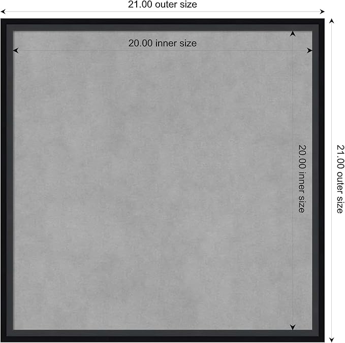 Amanti Art Black Framed Magnetic Board 21x21 Medium Vision Board for use with Magnets, 100% Metal Sheet to Display Items as Office Decor or for Home Organization in mudroom, Kitchen or Kids Room