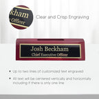 Business Wood Name Plate for Desk | Custom Desk Name Plate Personalized Gift for Office, The Perfect Engraved Name Plaque By Engraving International (2" x 8" With Card Holder, Rosewood Piano Finish)