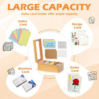 3x5 Index Card Holder with Dividers Bamboo Index Card Organizer Index Card Storage Box 150 Index Flash Cards 25 Index Cards Dividers 2 Letter Smile Stickers for Office Business Home (3 x 5 Inches)
