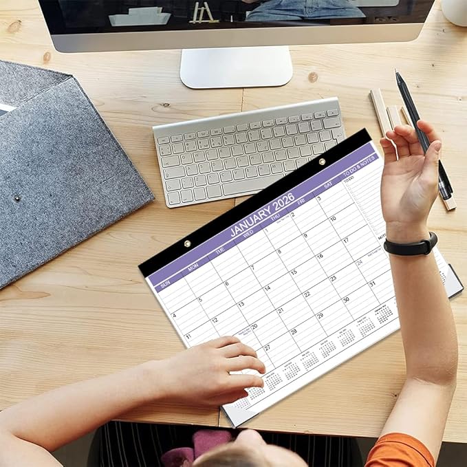2026 Desk Calendar - Calendar 2026 from January 2026 - December 2026, Desk Calendar 2026 with to-do List, 12" x 17", Purple