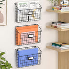 X-cosrack Detachable Hanging Wall Files Rack&3-Tier Metal Folder Wall File Holder with Tag Slot Mounts on Wall and Door for Office, Home, and Work Easy Organizing,Black(Patent Pending)