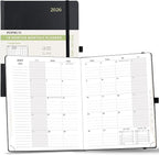 POPRUN 2025-2026 Monthly Planner (B5 8" X 10"), 18-Month Calendar Book (Jul.25 - Dec.26) with Monthly Tabs, Hardcover, Inner Pocket, 100GSM Thick Paper - Black
