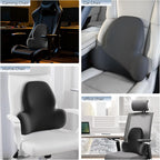 Lumbar Support Pillow with Fixed Chuck | Ergonomic Memory Foam Cushion | Washable Cover | Back Pain Relief & Posture Improvement | Fits Car/Office/Gaming Chairs/Wheelchairs & Home