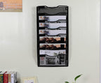 EasyPAG 8 Pocket Mesh Wall File Organizer, Hanging Paper Folder Holder with Classify Label, Vertical Wall Mount Mail Organizer for Office Home Classroom, Black