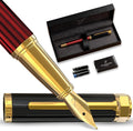 Ellington Pens Luxury Fountain Pen Set - Smooth Fine Nib - Includes 3 Ink Cartridges, Refillable Ink Converter, Gift Box-Fountain Pens For Writing, Calligraphy, Journaling, Sketching (Crimson Blend)