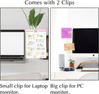 Keenjorika 2PCS Multifunctional Monitor Documents Holder, Yellow Acrylic Board with Clips, Desktop Message Board for Office with Sticky Note