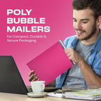 Hot Pink 10x13 Inch Poly Bubble Mailers |Self Seal Padded Envelopes for Thick books | Air Cushioned Bubble Mailer | Usable Size 9.5x13 | Waterproof Lightweight Mailing Shipping Bags | 100 Pack Bulk