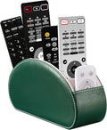 Remote Control Holders Organizer Box with 5 Compartment PU Leather Multi-functional Office Desk Storage Caddy Store Tv Remote for Media Player,Brush,Pencil,Glassees&Office Supplies (Dark Green)