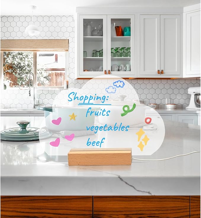 SetGame LED Note Board with 7 Colors Pen, Art Creative Light Up Dry Erase Board, Glowing Night Light Neon Message Bulletin Board Sign with Stand, LED Writing & Drawing Boards for Kids & Adults