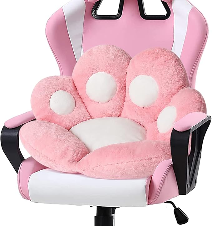 Ditucu Cat Paw Cushion Kawaii Chair Cushions 31.4 x 27.5 inch Cute Stuff Seat Pad Comfy Lazy Sofa Office Floor Pillow for Gaming Chairs Room Decor Pink