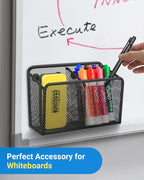 Magnetic Pen Holder, Metal Strong Magnet Pen Cup Magnetic Marker Storage Basket Locker Organizer for Whiteboard Refrigerator Fridge Locker Accessories Classroom Must Haves Teachers School Supplies