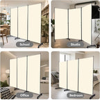 Room Divider (3 Panel) Wall Divider for Room Separation, 102 inch Wide Portable Privacy Screens W/Wheels, Metal Frame Freestanding Room Separators 5.6FT Room Partitions and Dividers