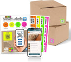 Smart Labels QR Code Stickers Pack of 48 (Neon) Made in USA - QR Code Labels for Storage & Inventory Tracking, Storage Unit Organization, App Stickers for Inventory Organization & Moving Supplies