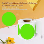 3 Inch Round Color Coding Labels (500 per Roll) - Colored Dot Stickers Round Labels for Inventory, Warehouse, Office Organizing - Light Green Circle Stickers
