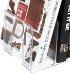 Lemecima 4 Pack Acrylic File Sorter, 4-Section Clear Desktop File Folder Holder Organizer, Thick Office Storage Stand Rack for Book, Envelopes, Mail, Document, Notebook, Binder, Purse, Clutch Divider