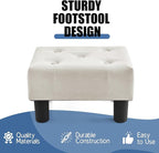 BRIAN & DANY Small Foot Stool, Velvet Foot Stools with Legs, Stable Small Footstool for Living Room, Milky White