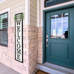 LuZhiQiang Front Porch for Welcome Standing Sign 45"X9" Vertical Tall Long Leaner Outdoor Front Door Wood Framed Decor (Black)