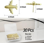 Gold-Tone Airplane Push Pins 30 Pack - Metal Thumb Tacks for Cork Bulletin Board,Photos Wall,Maps,Office and Home Decoration