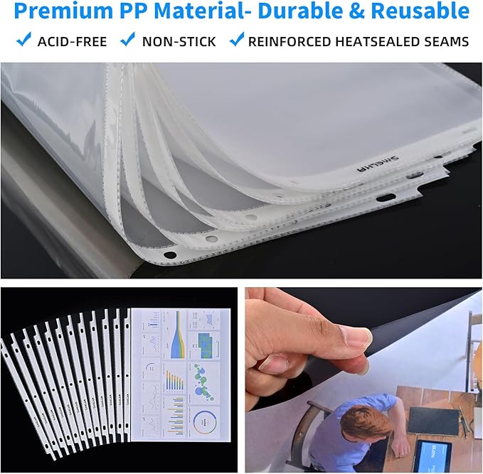 Sheet Protectors 200 Page,Page Protector 8.5" x 11" ，Upgraded Clear Plastic Page Protectors,for 3 Ring Binder, Top Loading Paper Protector with Reinforced Holes,Holds Multiple Sheets，Letter Size