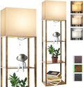 RUNTOP Plus Floor Lamp with Shelves, Modern Shelf Floor Lamp with 15W 3CCT LED Bulb and Memory Function, Wide Shelf Lamp for Display Storage, Standing Lamps for Living Room, Bedroom, Office, Corner