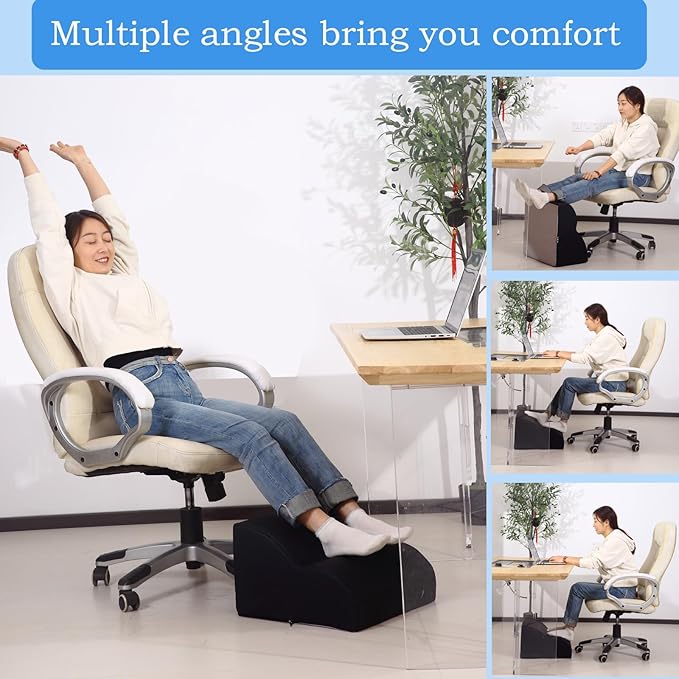 OpyTikar Foot Rest for Under Desk at Work.Multifunctional 3-Tier Foot Stool,With waterproof leather Footrest.For Under Desk,Office Chair Gaming Chair & Sofa,Leg Elevation Pillow,supports Posture-Black