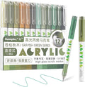 kander Acrylic Gel Pens, 12 Colors Highlighter Acrylic Gel Ink Pens with Bullet Tip,Strong Coverage, Large Ink Capacity, Multi-Purpose Paint Pens for Rock Painting, Crafts, DIY, Art Supplies
