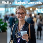 Visitor Badge Lanyards Volunteer Badge Holder with Clips (25 pcs) - Reusable Temporary ID Pass for Office, School, Events PVC Plastic Security Cards for Exhibition Guest by OSTENBIG (Blue)