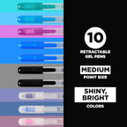 Sakura Gelly Roll Retractable Gel Pens Colored - Sparkle Set - Medium Point Ink Pen for Journaling, Art, or Drawing - Colored Gel Pens with Glitter, Metallic, Blue & Black Pens - 10 Pack