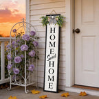 Double-sided Welcome Wooden Sign Stand with Magnetic-adhesive Wreath for Front Door, 47" Vertical Farmhouse Home Sweet Home Porch Sign, 2in1 Large Tall Porch Leaner Decor for Outdoor Patio Garden