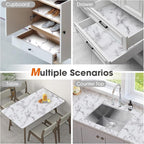 ALIUNI Drawer and Shelf Liner, Non-Slip Kitchen Cabinet Liners Non-Adhesive Thick Strong Grip Waterproof Washable Mats Protect Dresser Shelves Cupboard Bathroom Cabinets, White Marble, 24 in X 20 FT