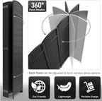 Sorbus 8-Panel Black Room Divider with Double Hinged Panels, 6 ft Tall Folding Privacy Screen