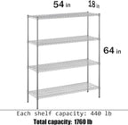 Regal Altair 18" Deep x 54" Wide x 64" Height Wire Shelving Kit | 4-Tier | NSF Commercial Storage Rack Unit