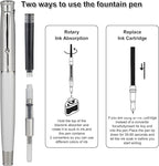 GC QUILL Fancy Fountain Pen Set – Fine and Medium Nibs, 18 Ink Cartridges, Ink Converter, Syringe Filler, Luxury Pen Gift for Men Women, Nice Pen for Writing Journaling – MU-14