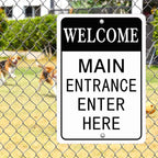 HBXNZ Main Entrance Enter Here Sign Security Street Road Metal Tin Sign Wall Decor 8X12 Inches